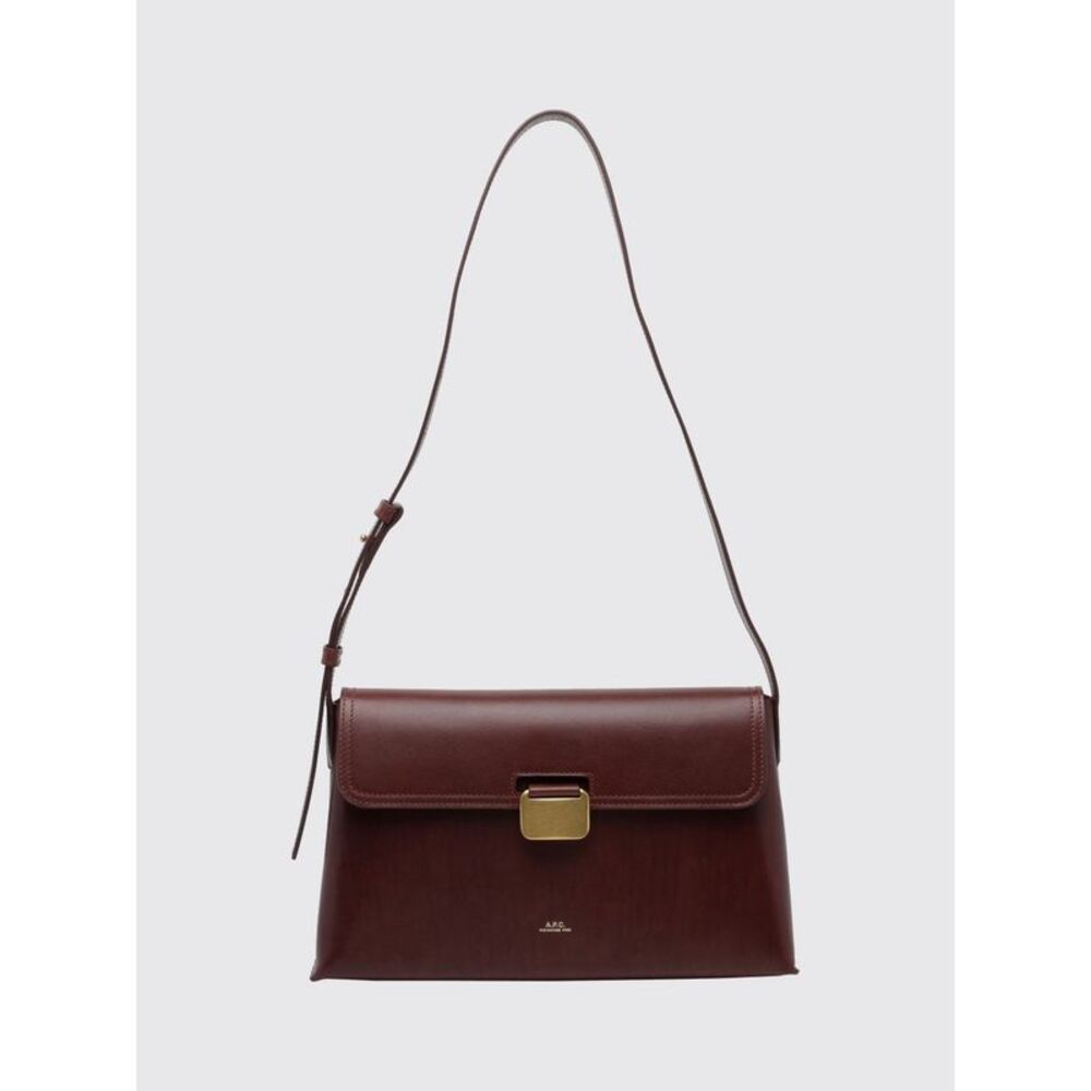 A.P.C. Women Simone Calf Leather A.P.C. Shoulder Bag With Snap Closure
